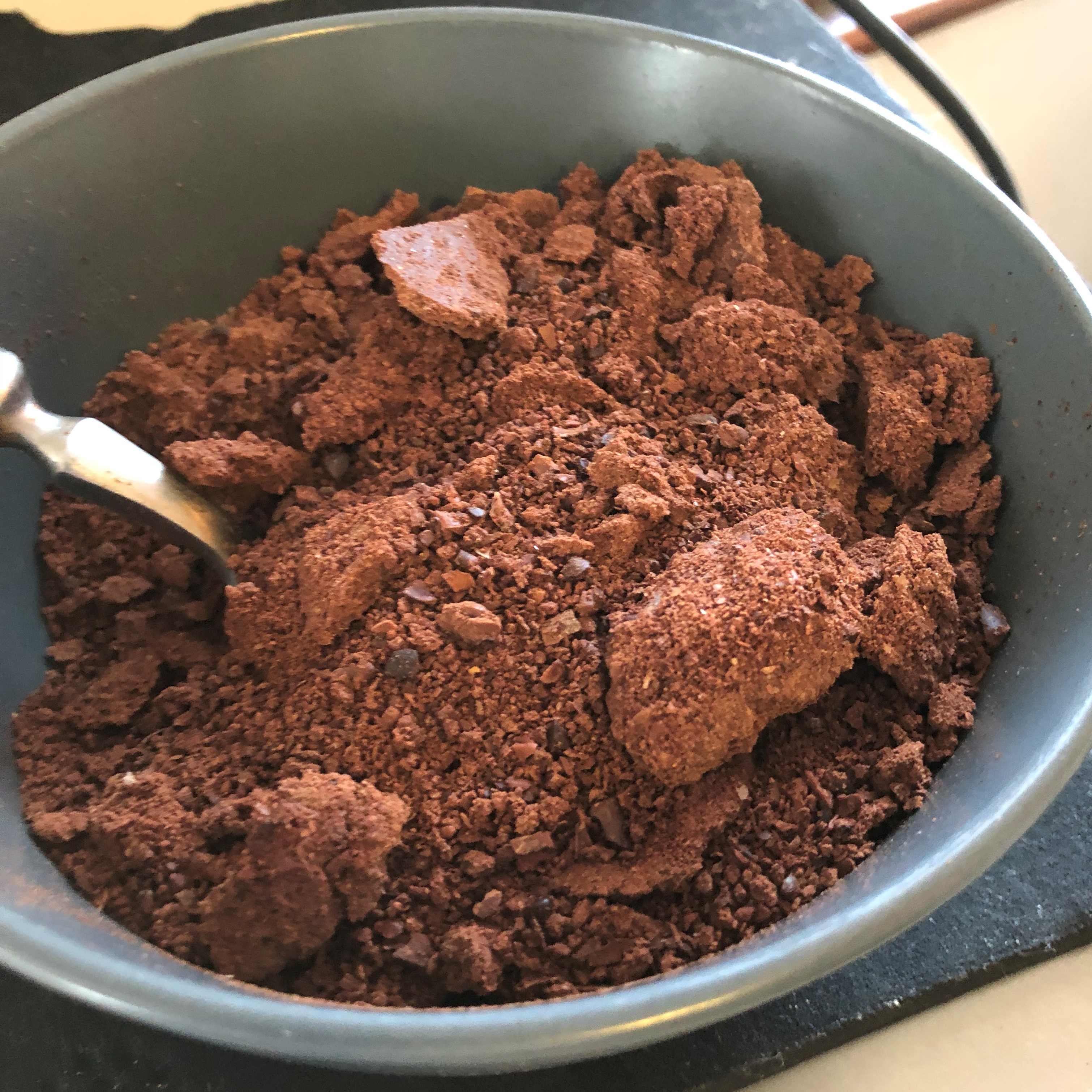 coarse gound chocolate in bowl